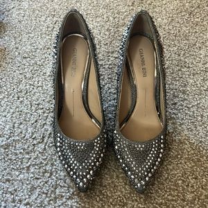 Studded silver stilettos